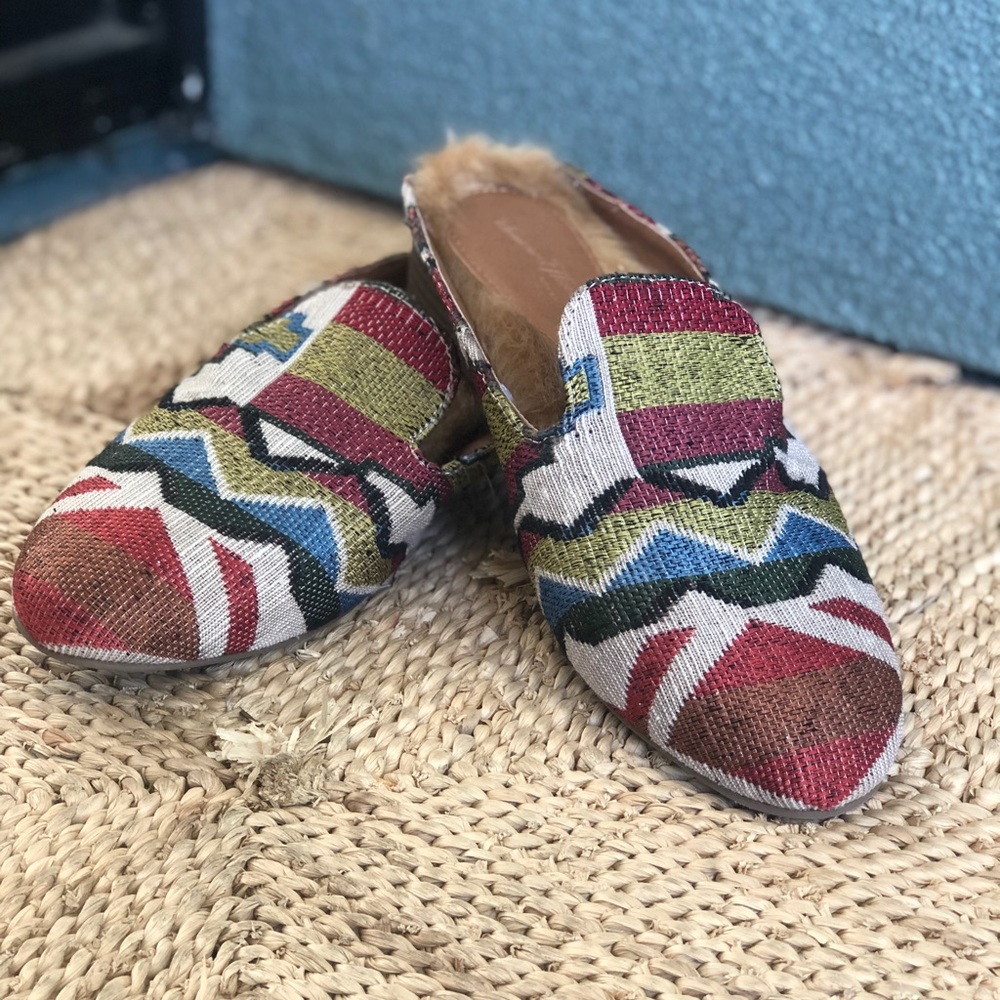 Textile boho Aztec print slip on shoes